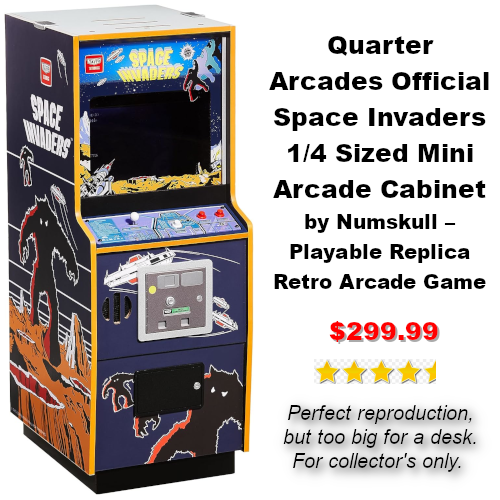 Quarter Arcades Official Space Invaders I 1/4 Sized Mini Arcade Cabinet by Numskull – Playable Replica Retro Arcade Game Machine – Micro Retro Console